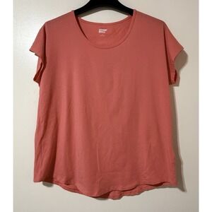 Lands'‎ End Top Women's Size L Coral Round Neck Short Sleeve Casual Capsule